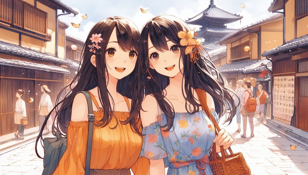 百合女の子達の京都観光💕♪・・着物はレンタルですｗｗ