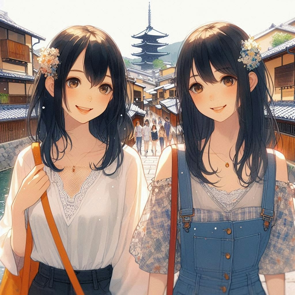 百合女の子達の京都観光💕♪・・着物はレンタルですｗｗ