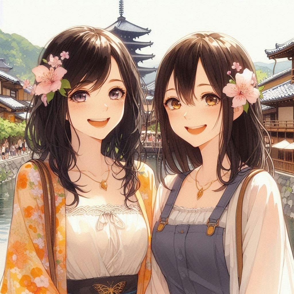 百合女の子達の京都観光💕♪・・着物はレンタルですｗｗ