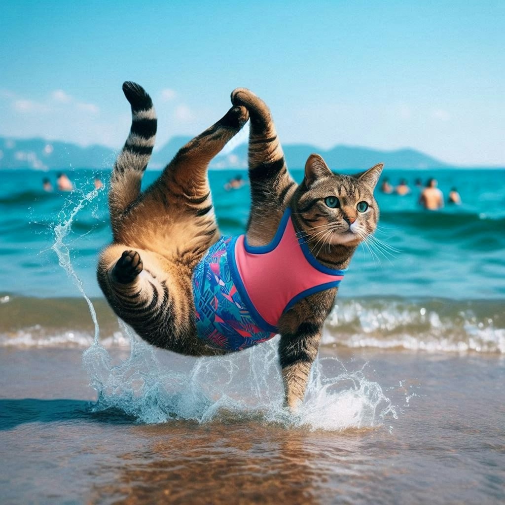 水着を着た猫