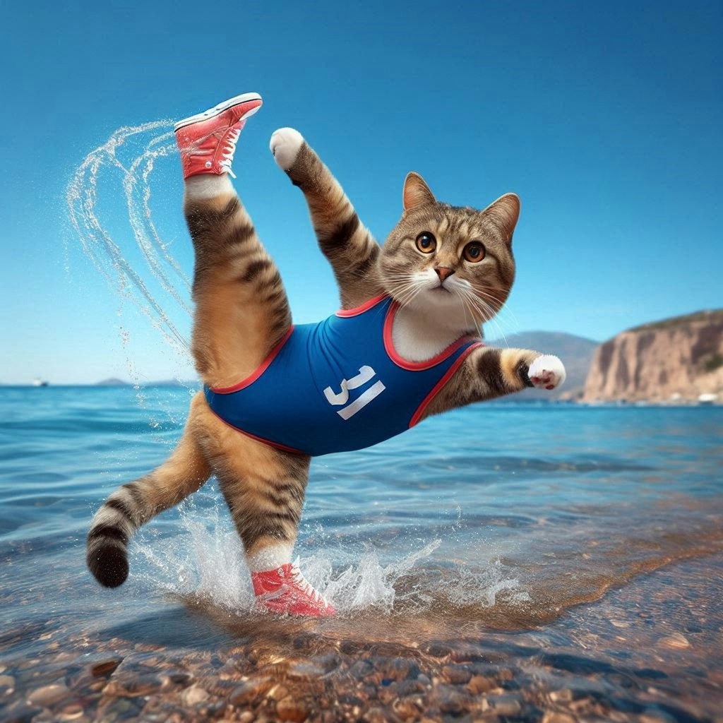 水着を着た猫