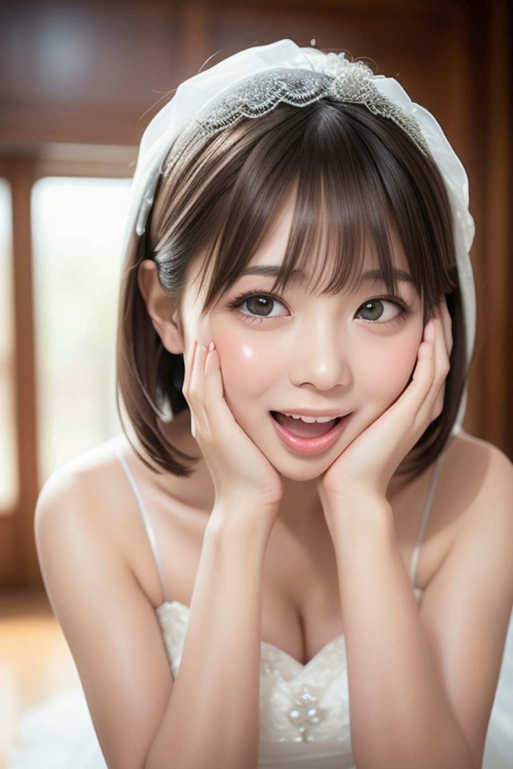 ウエディングドレスを着たかわいい女性が見てみたーい