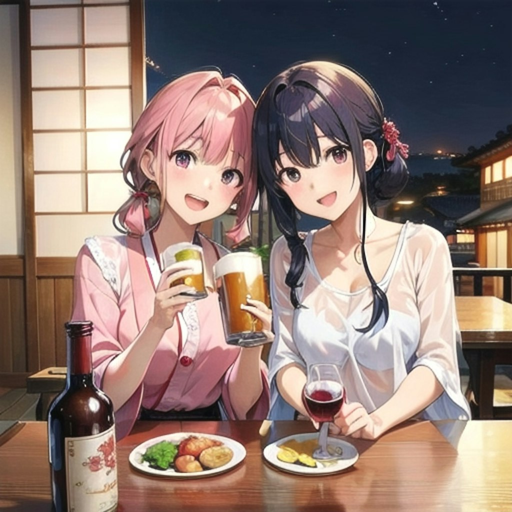 とりあえずビール飲んでからボジョレーね。そのあとは～？