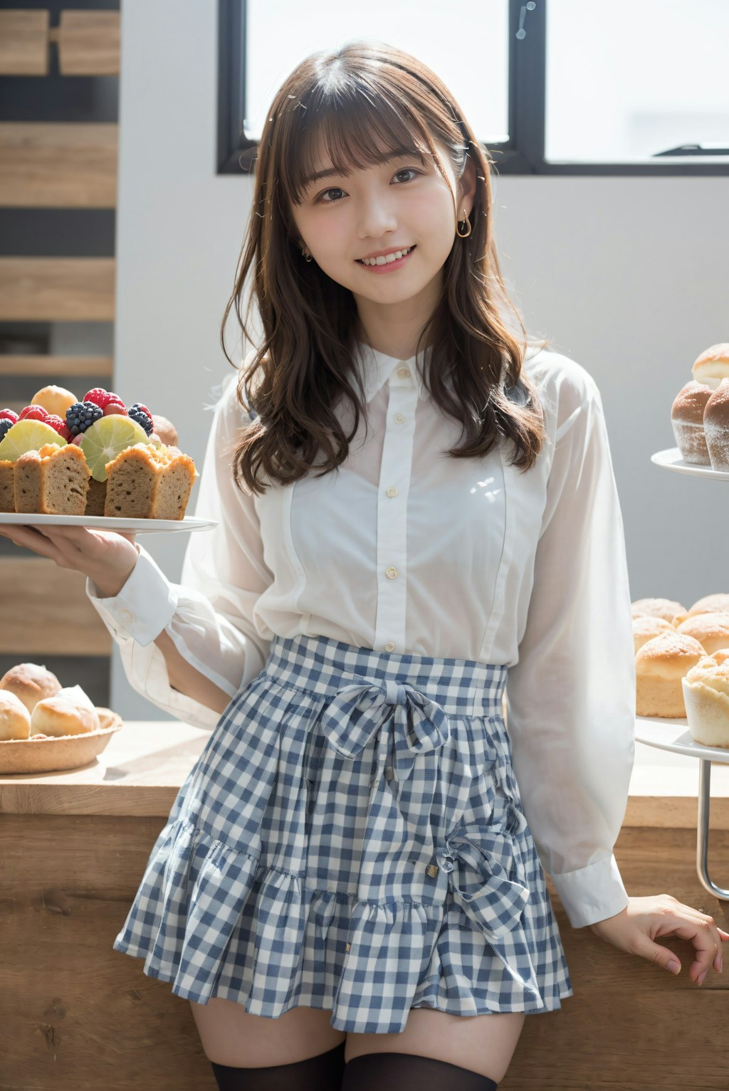 綺麗な足のパン屋の店員
