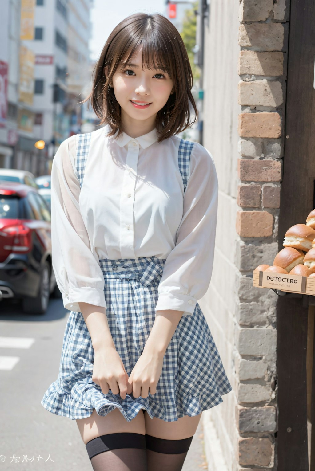 綺麗な足のパン屋の店員