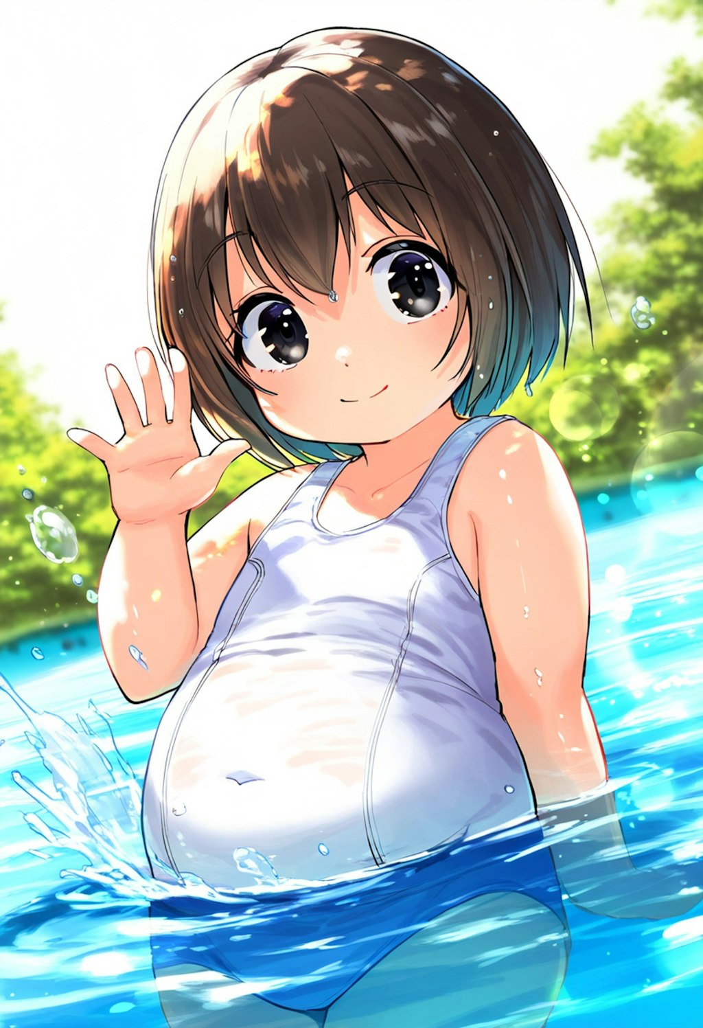 水遊びするぽっちゃりちゃん