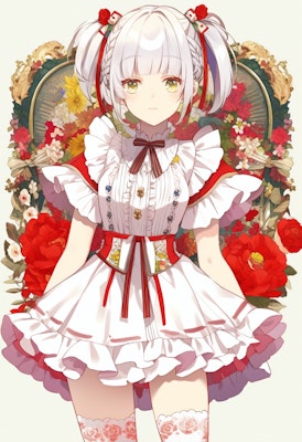 Flower Print Red Maid