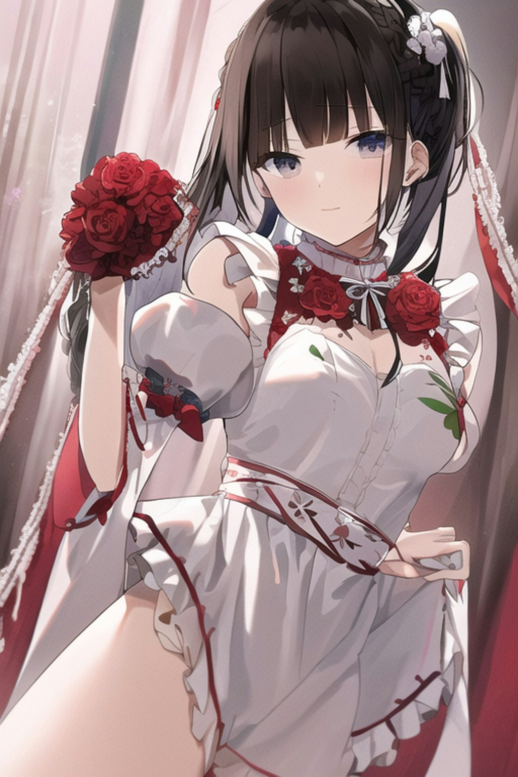 Flower Print Red Maid