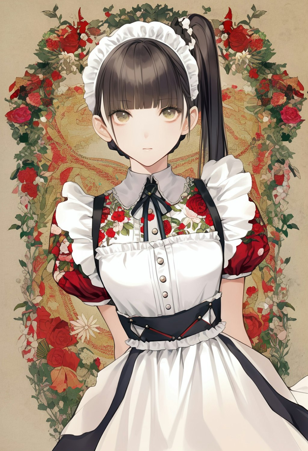 Flower Print Red Maid