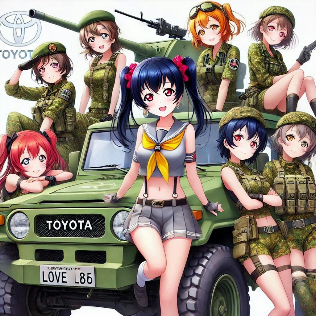 ラブライブキャラとトヨタランクル軍用車