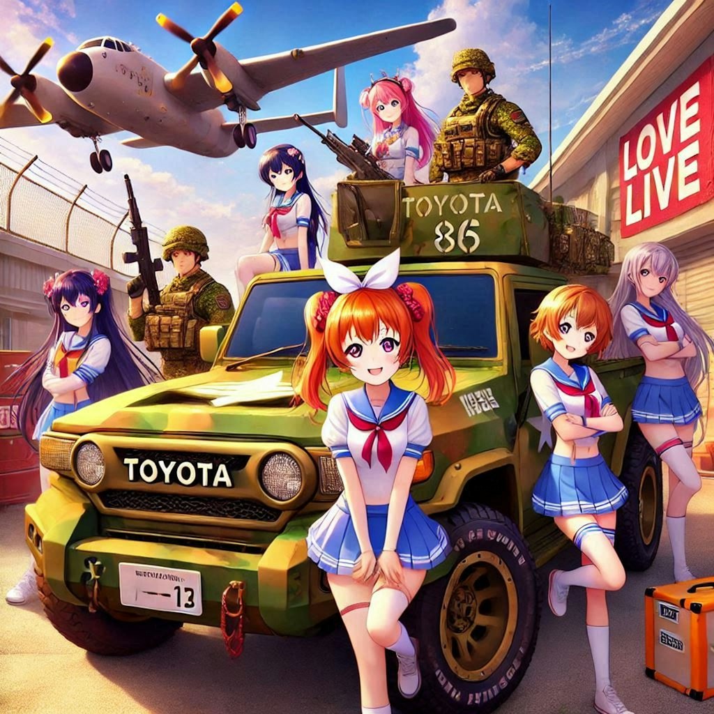 ラブライブキャラとトヨタランクル軍用車