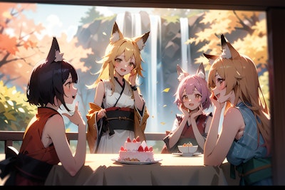 ケーキが好きな狐さんたち