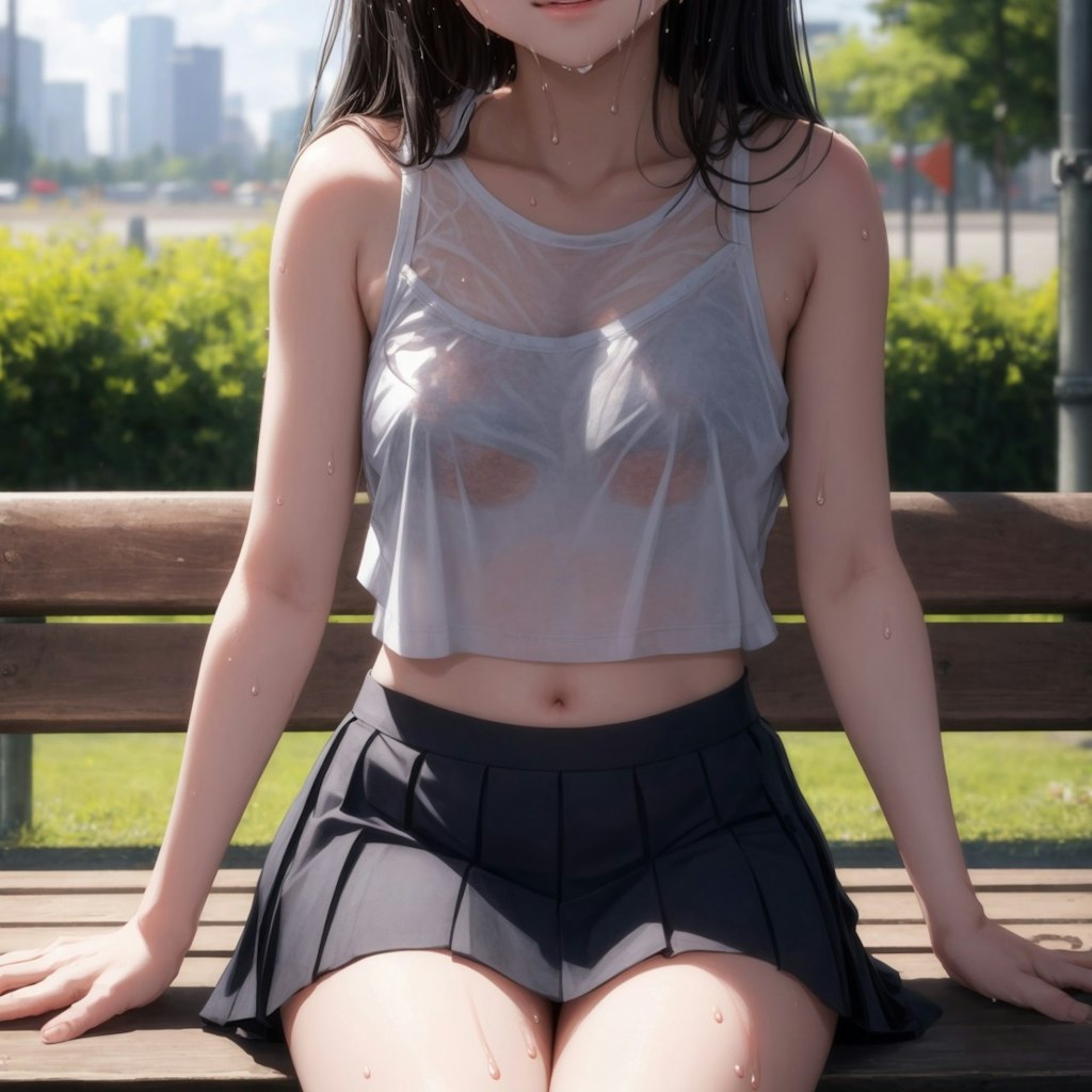 汗ばんだ女の子、透ける服、これだけでおかわり5杯イけます