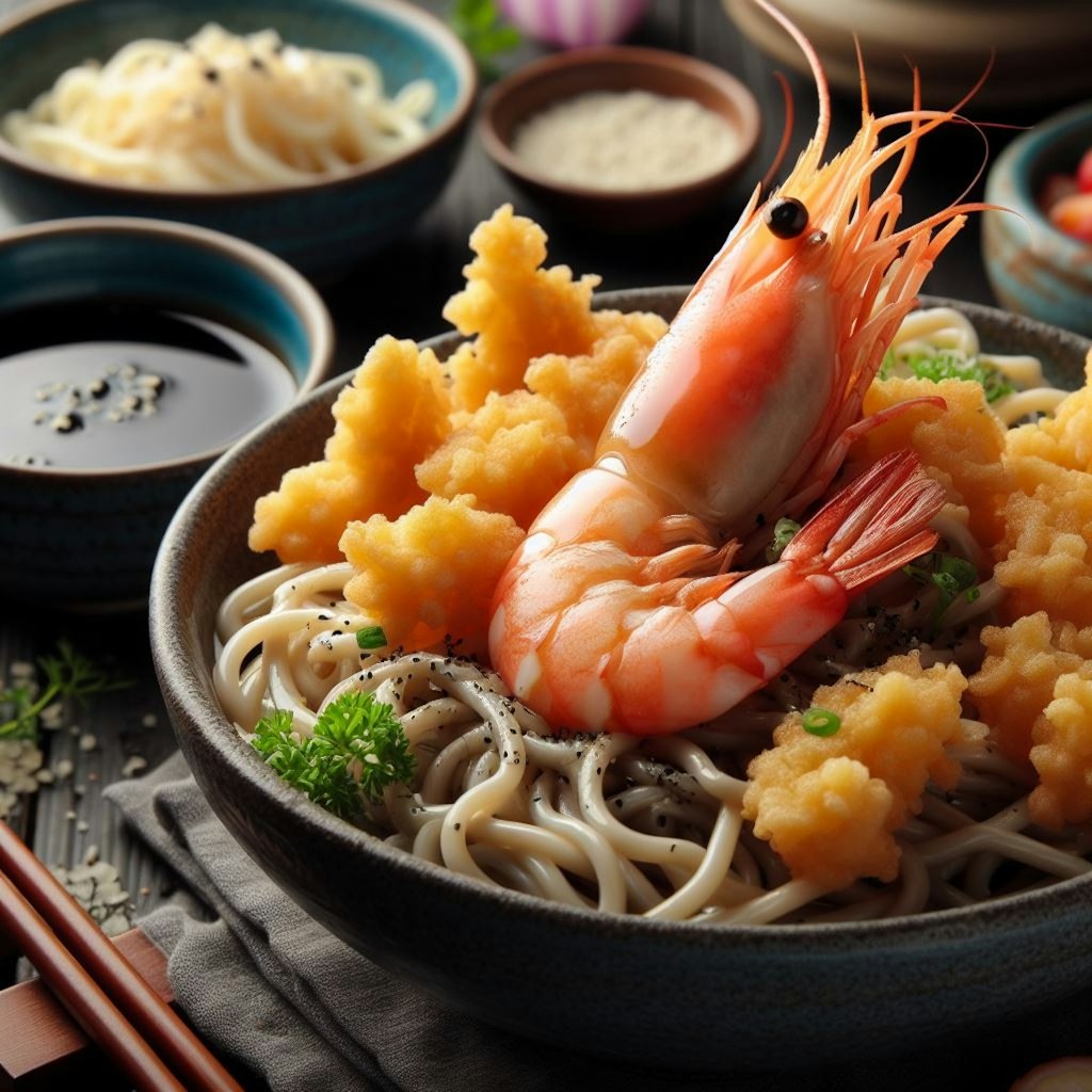 海老をアレンジしたseafood noodle