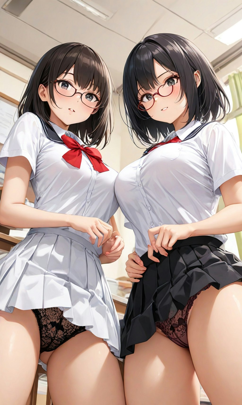 パンチラとセーラー服と眼鏡と女子高校生と