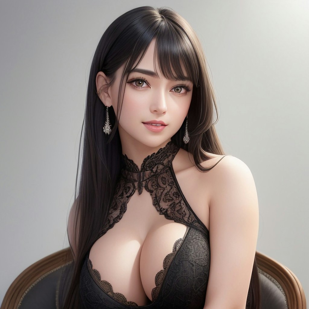 黒ドレスのお姉さん（イラフォト混合）