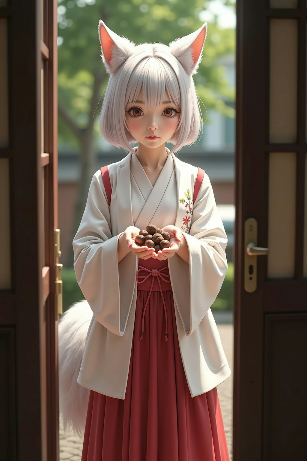 プレゼントを持ってやって来た狐耳の少女