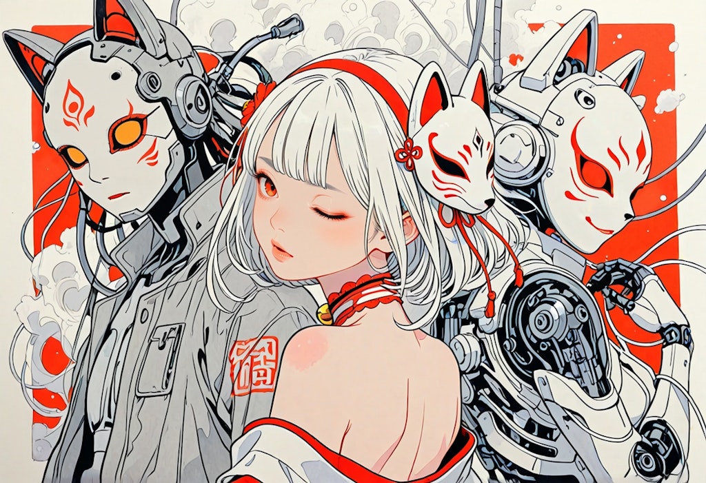 Group of fox masks