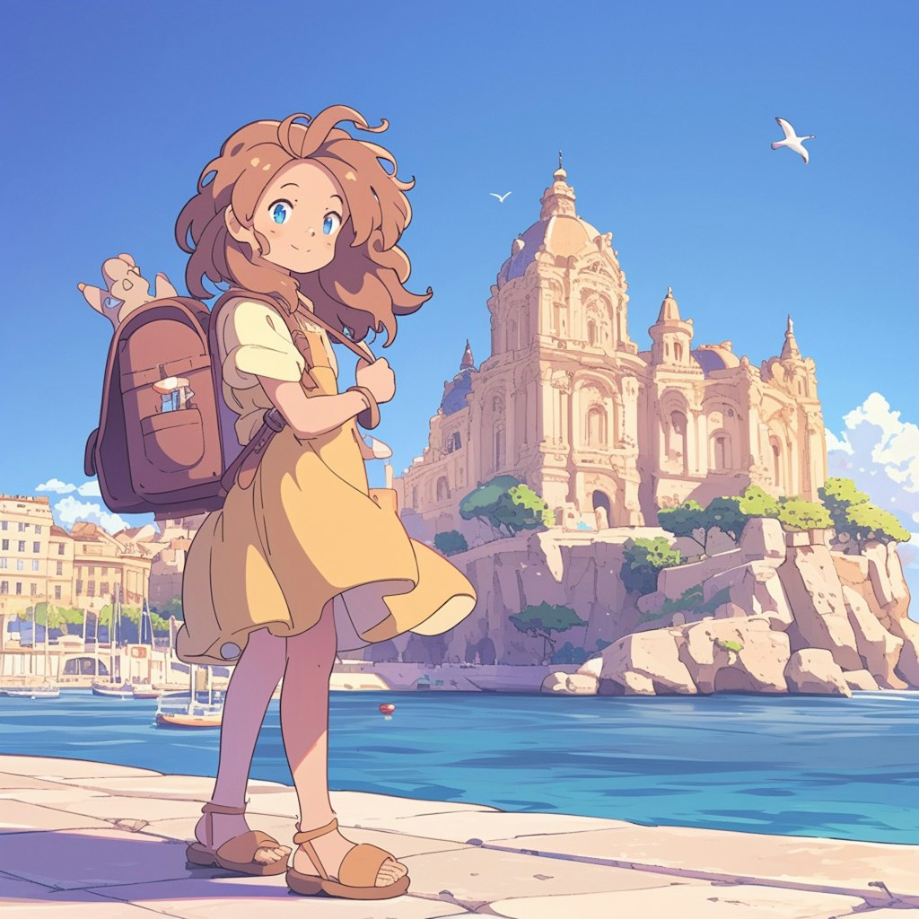 ロンシャン宮殿と女の子 Longchamp Palace and Girls