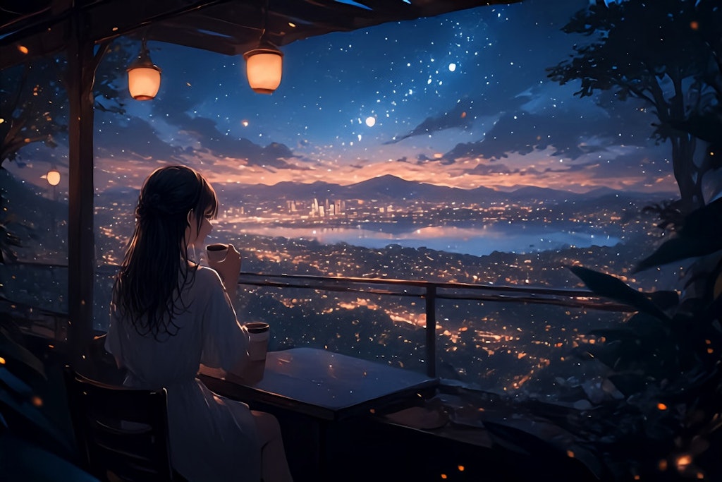 天乃カフェの夜景と君