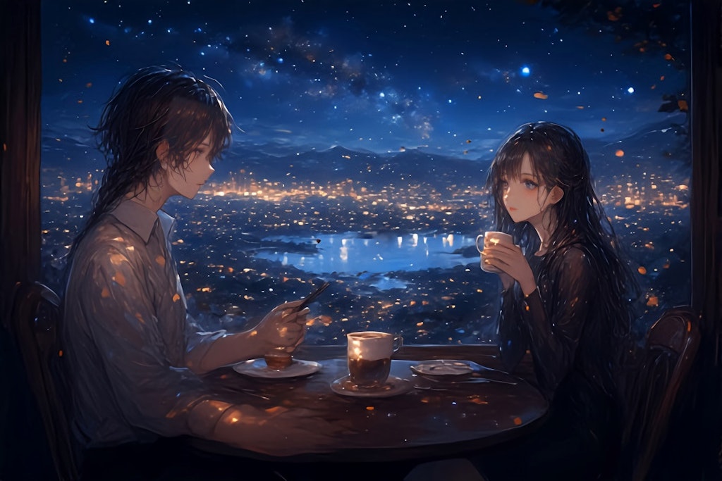 天乃カフェの夜景と君