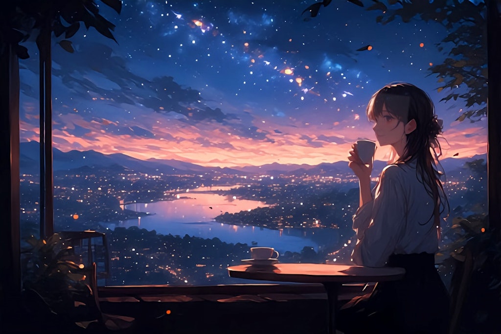 天乃カフェの夜景と君