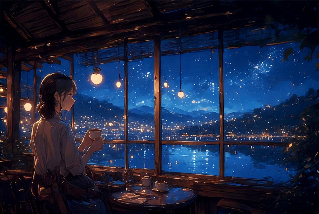 天乃カフェの夜景と君