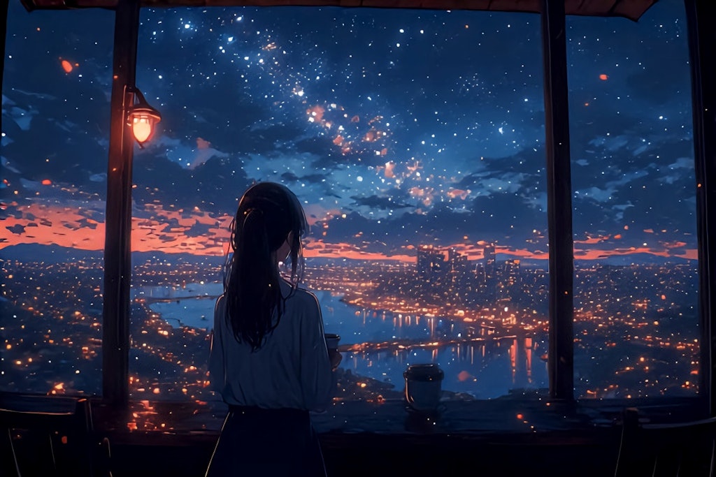 天乃カフェの夜景と君