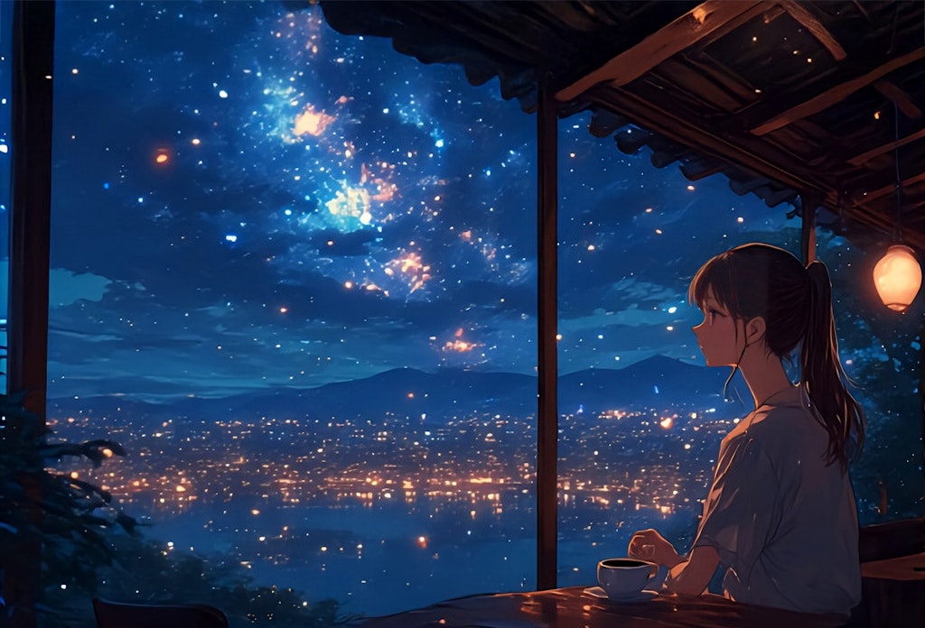天乃カフェの夜景と君