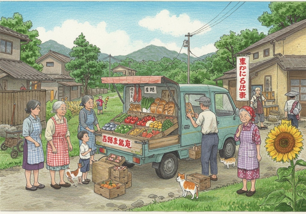 ヒマワリのある風景11・移動百貨店