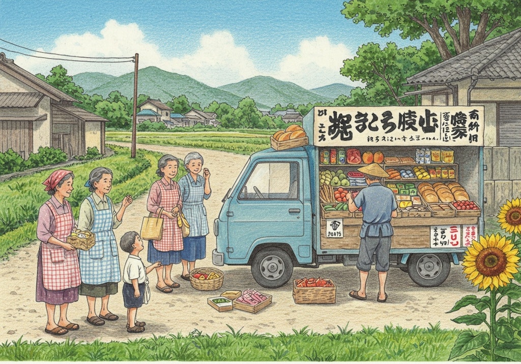 ヒマワリのある風景11・移動百貨店