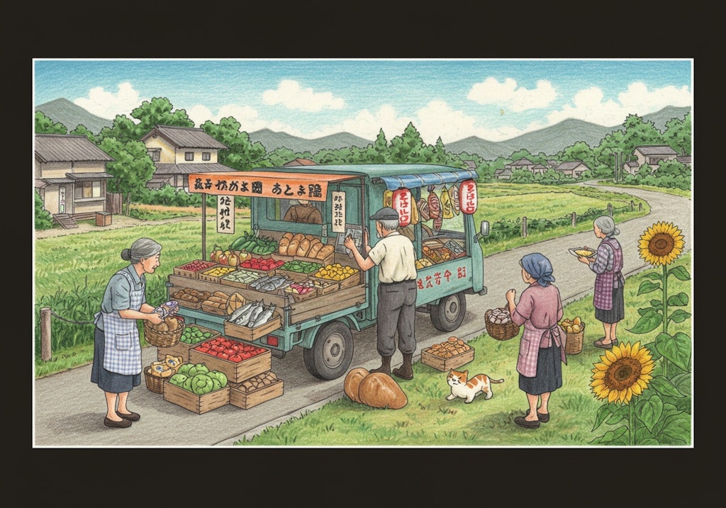 ヒマワリのある風景11・移動百貨店