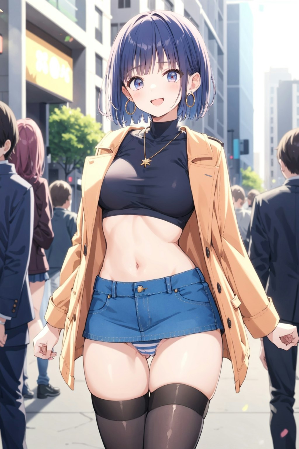 私服が超ミニスカでへそ出しの先輩