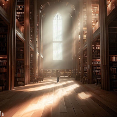 光が差し込む図書館