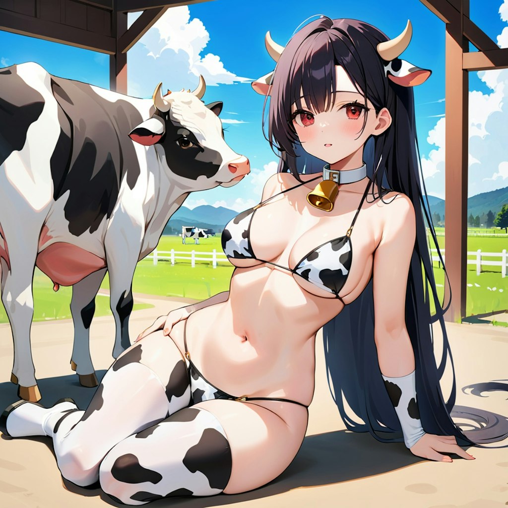 牝牛たちと牛柄ビキニちゃん