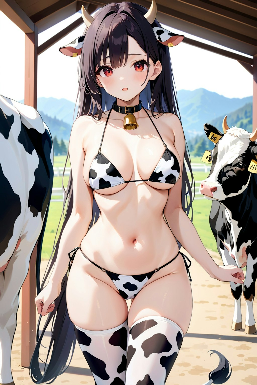 牝牛たちと牛柄ビキニちゃん