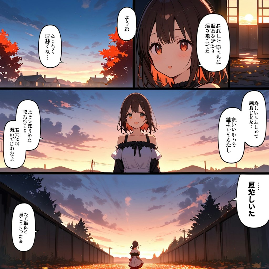 夕日に向かって。