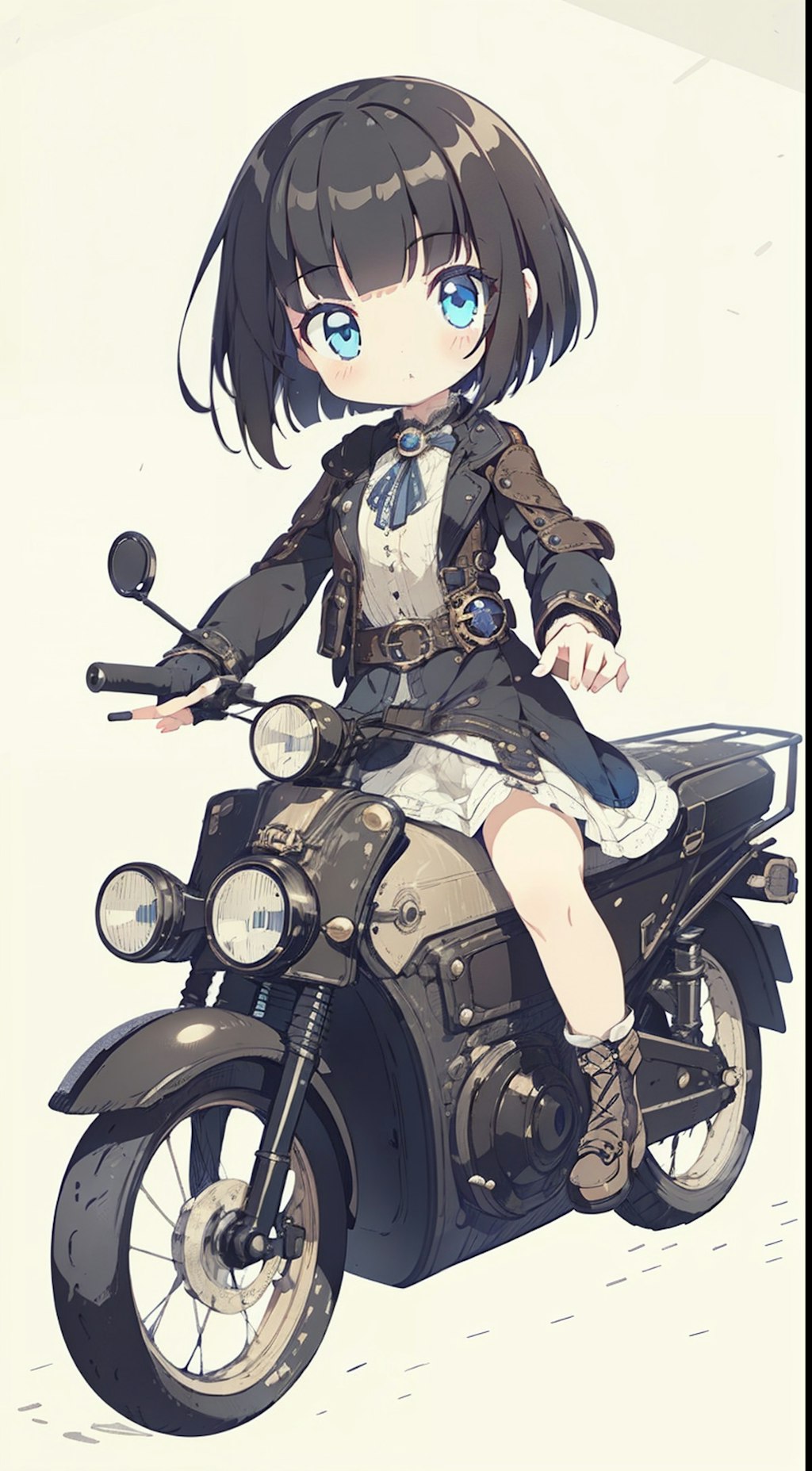 黒髪ボブカットバイク乗り