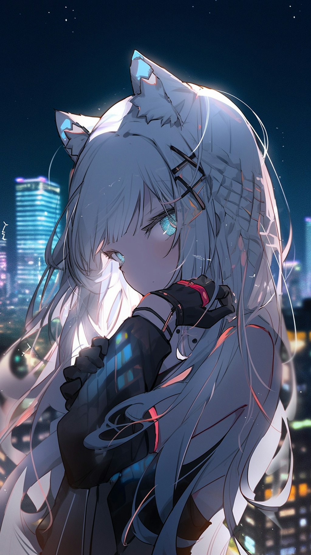 美少女と夜景