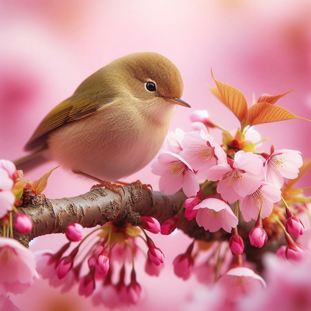 ウグイスと桜。