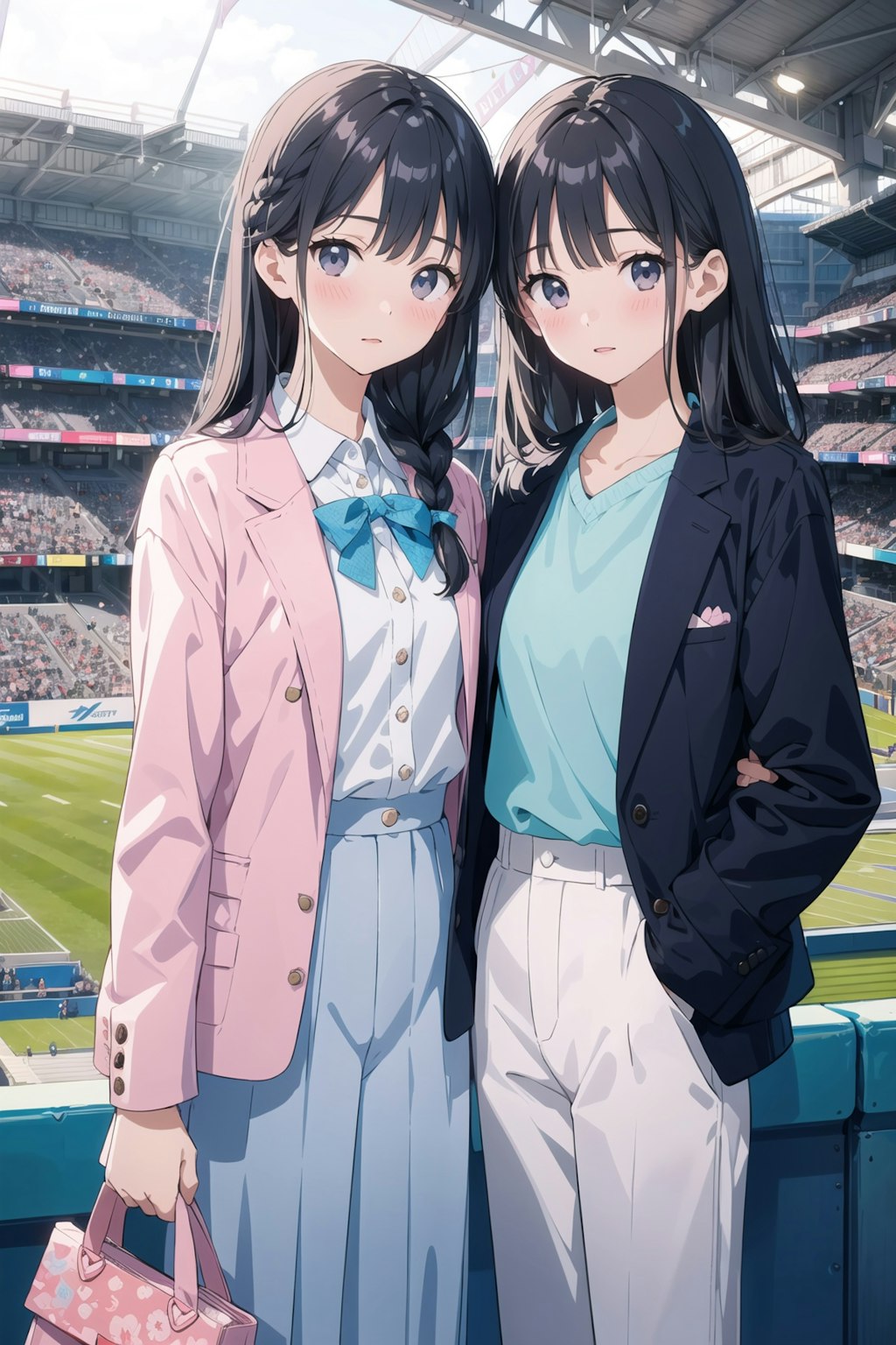 スポーツ観戦に来た百合カップル