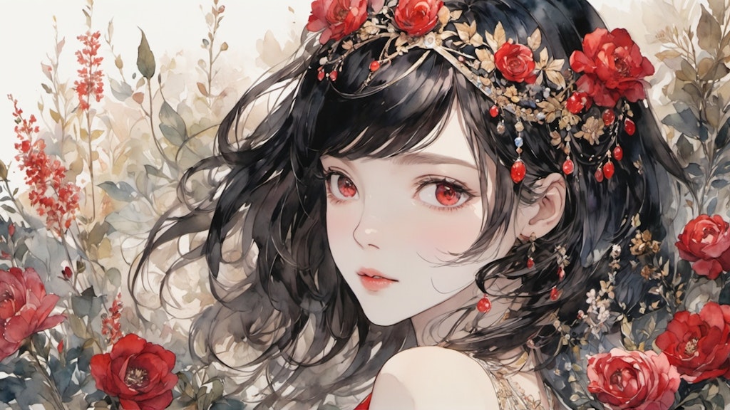 watercolor, girl, flower 4