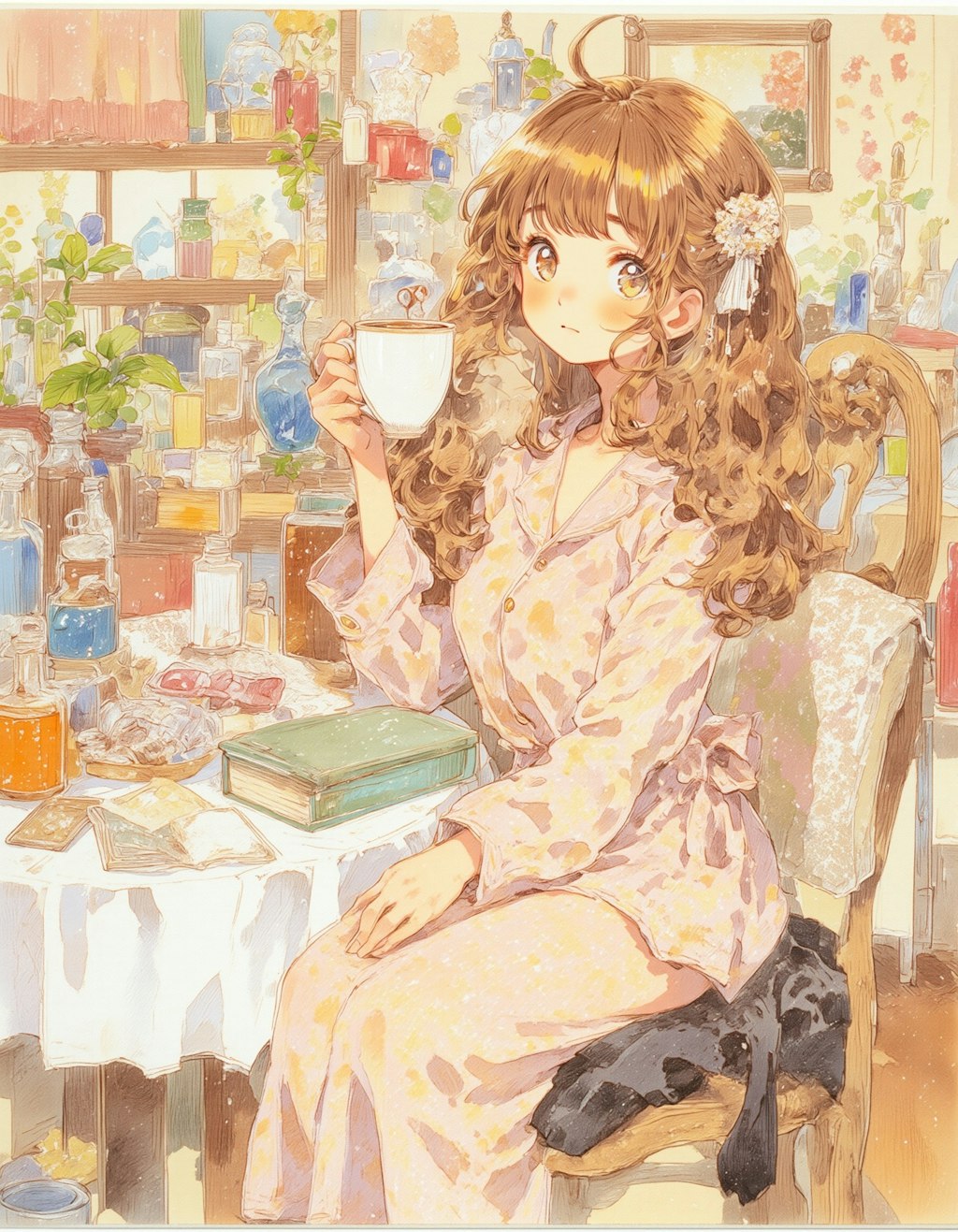 パジャマでコーヒー
