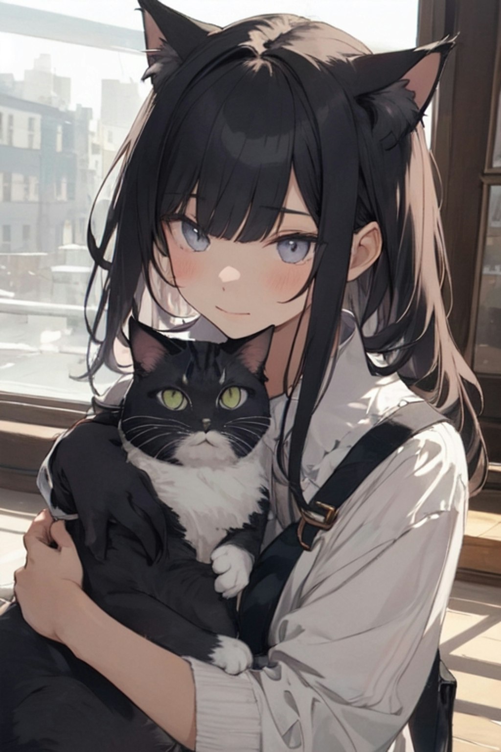 猫耳少女、猫を拾う