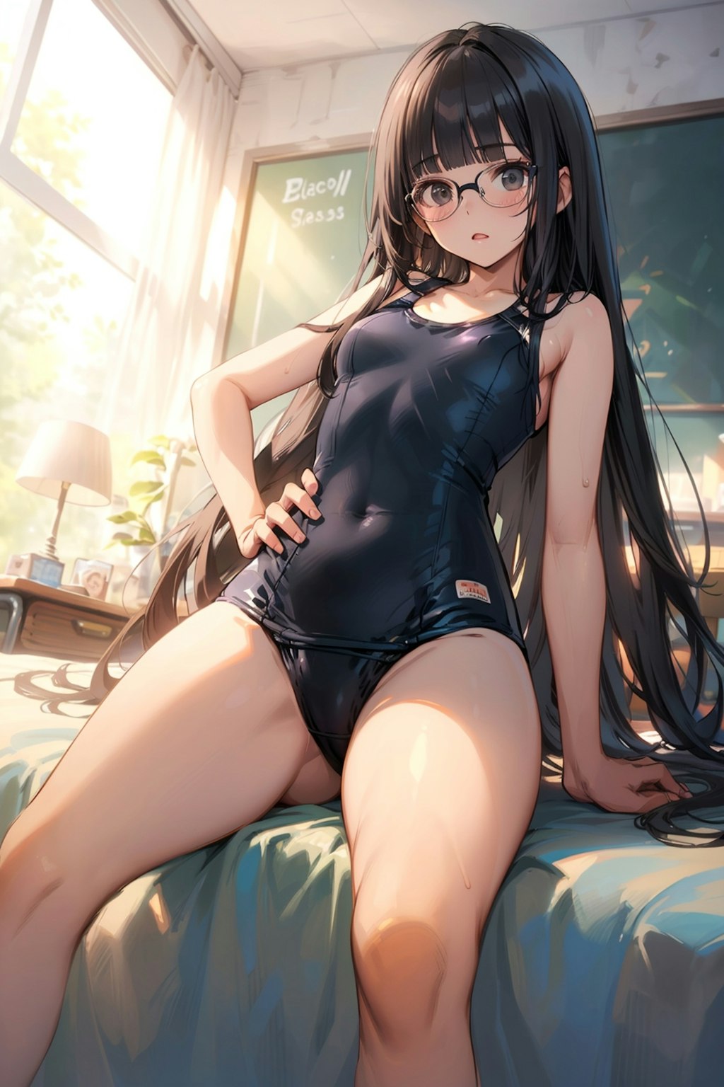 スク水の眼鏡っ娘