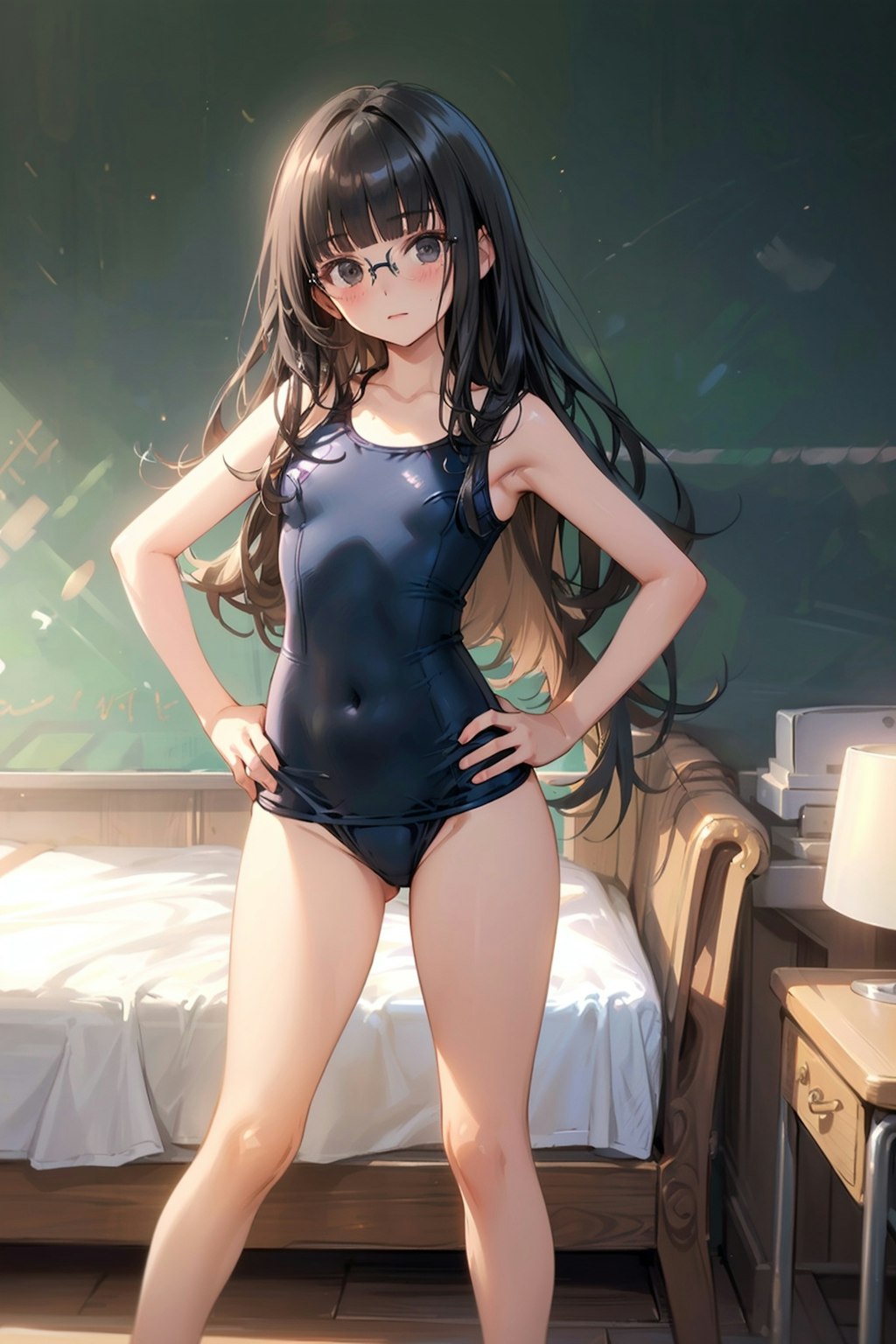 スク水の眼鏡っ娘