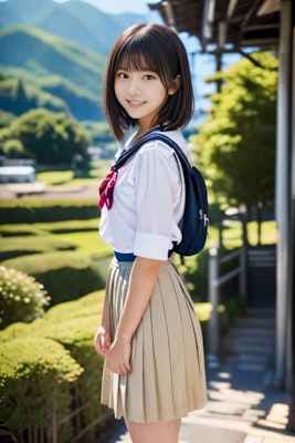 日本の田舎の風景と女子校生(11枚)