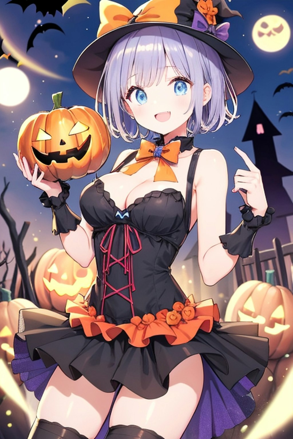 こんなにかわいいハロウィン衣装の女の子生成できました。