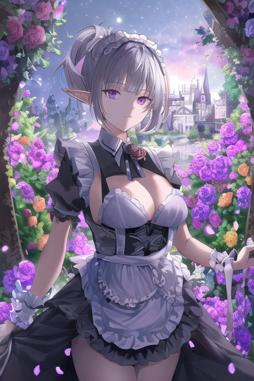 Mystical Elf Maid in Twilight Garden