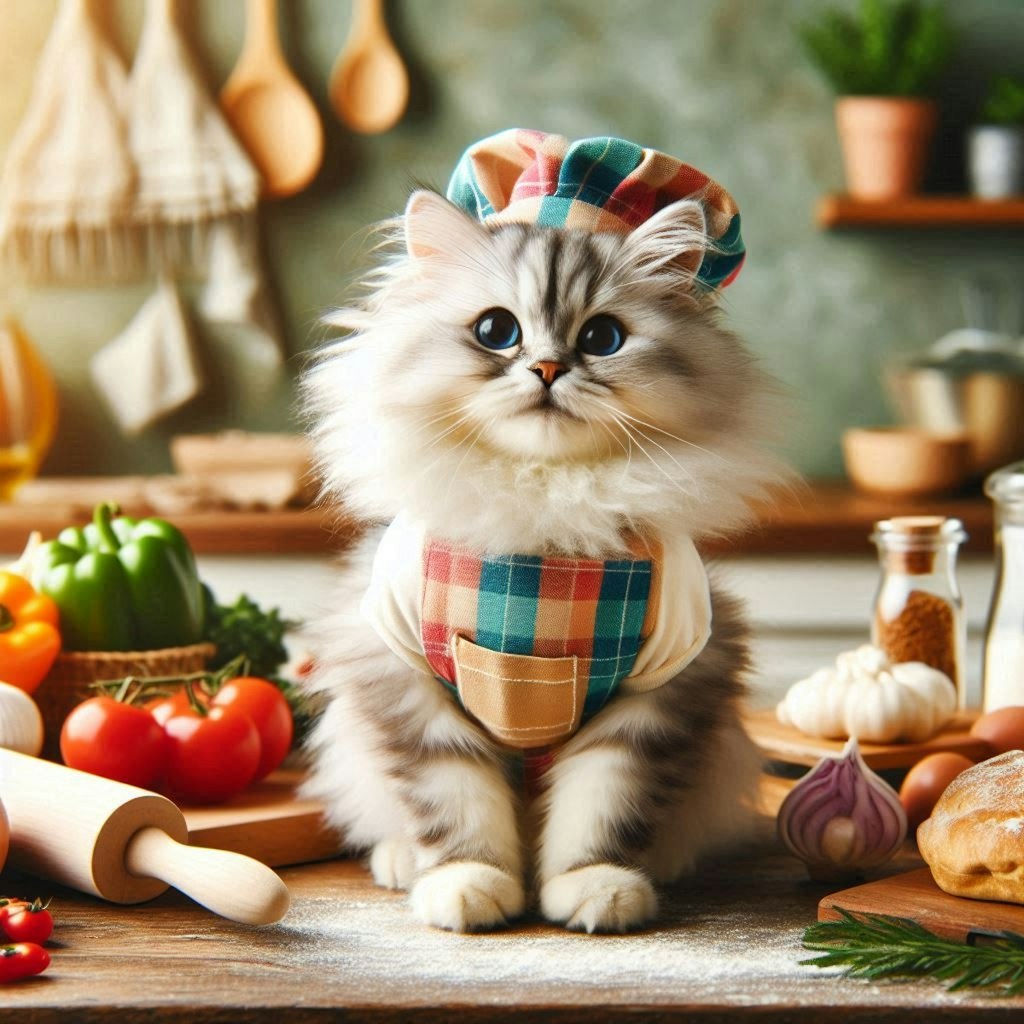 料理する猫